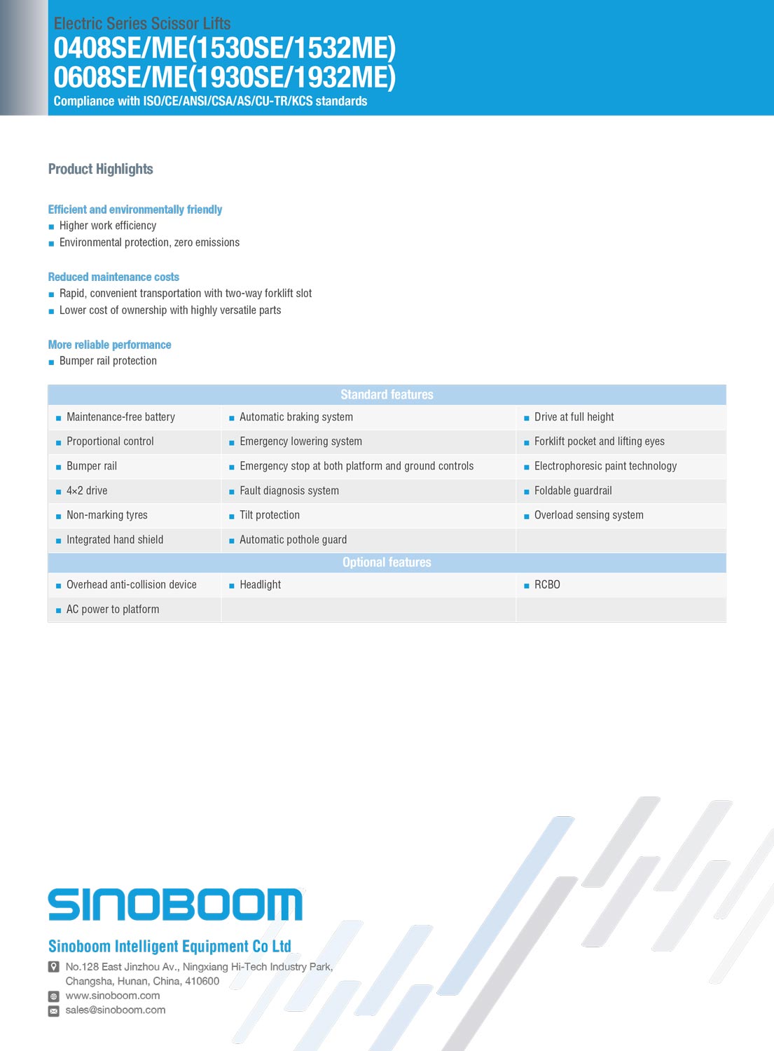 image of spec sheet for Sinoboom 1932 lift